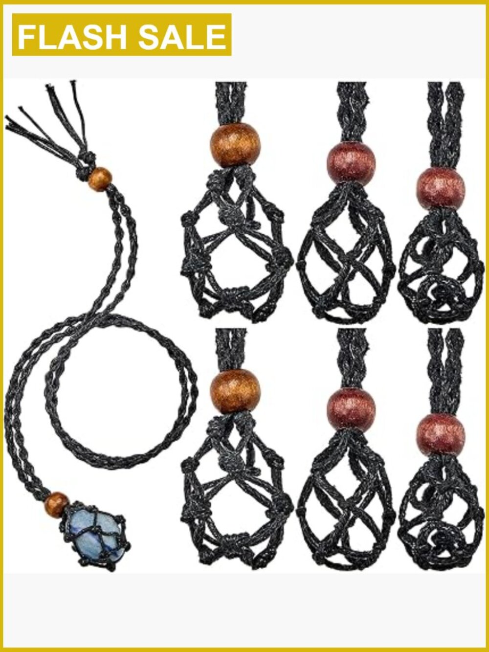 6 Piece D20 Necklace Cord Empty Stone Holder Adjustable DIY Jewelry Making Set